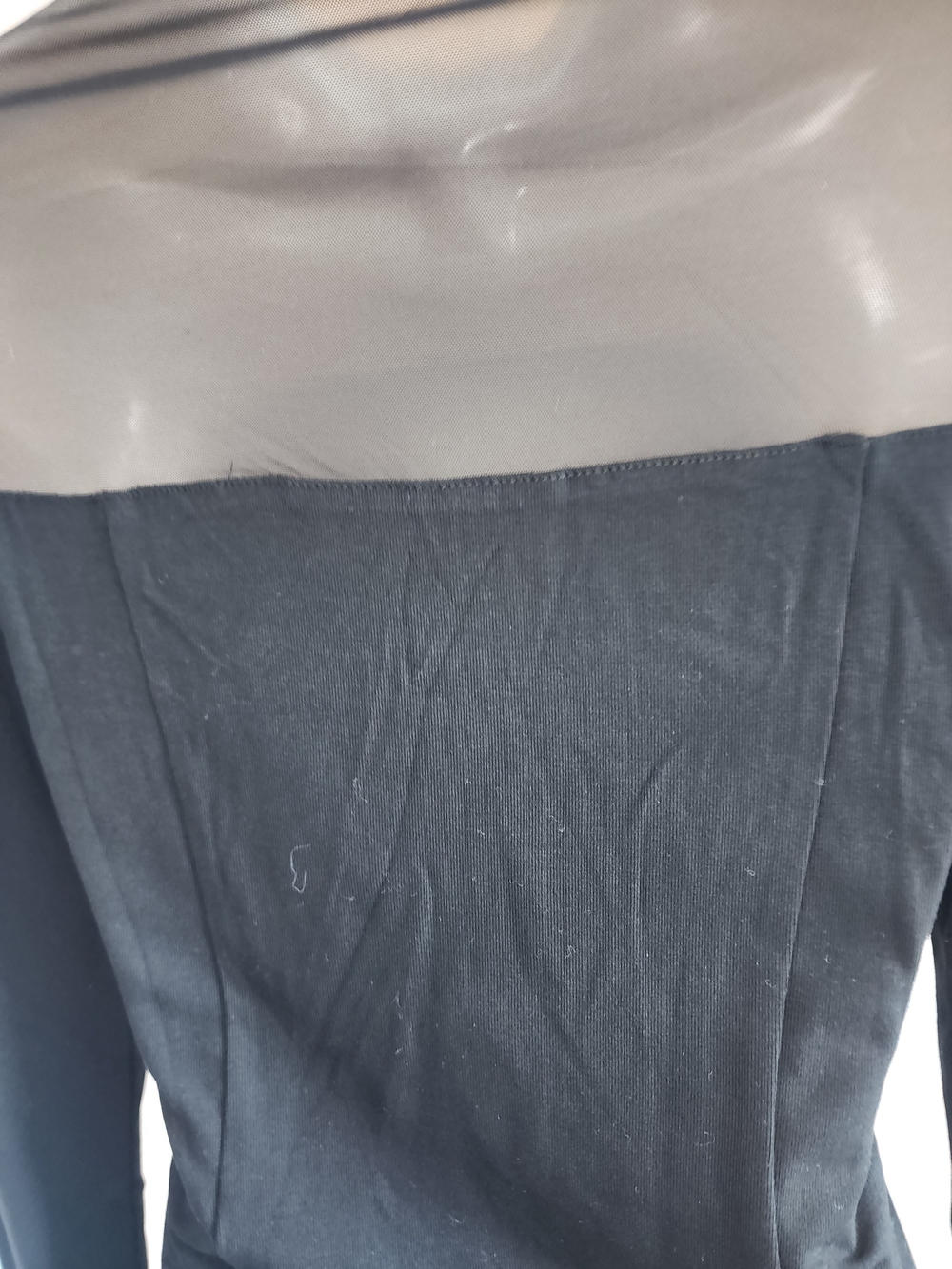 COMMENSE Women's Black Sheer Yoke Long-Sleeve Top - Picture 8 of 9